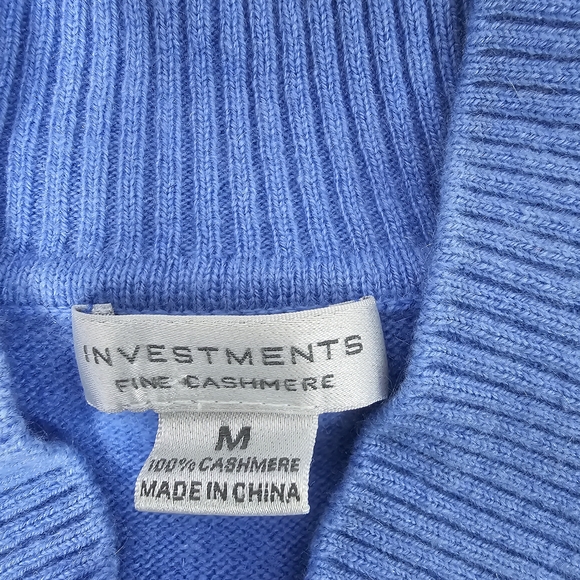 Investments Light Blue V-Neck Sweater 100% Cashmere Sz M - Picture 8 of 13